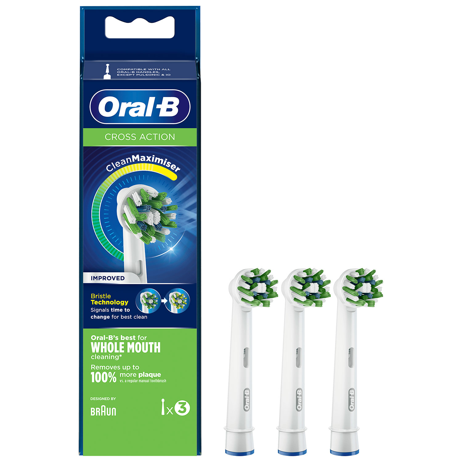 Oral-B CrossAction Børstehoveder CleanMaximiser 3 stk.