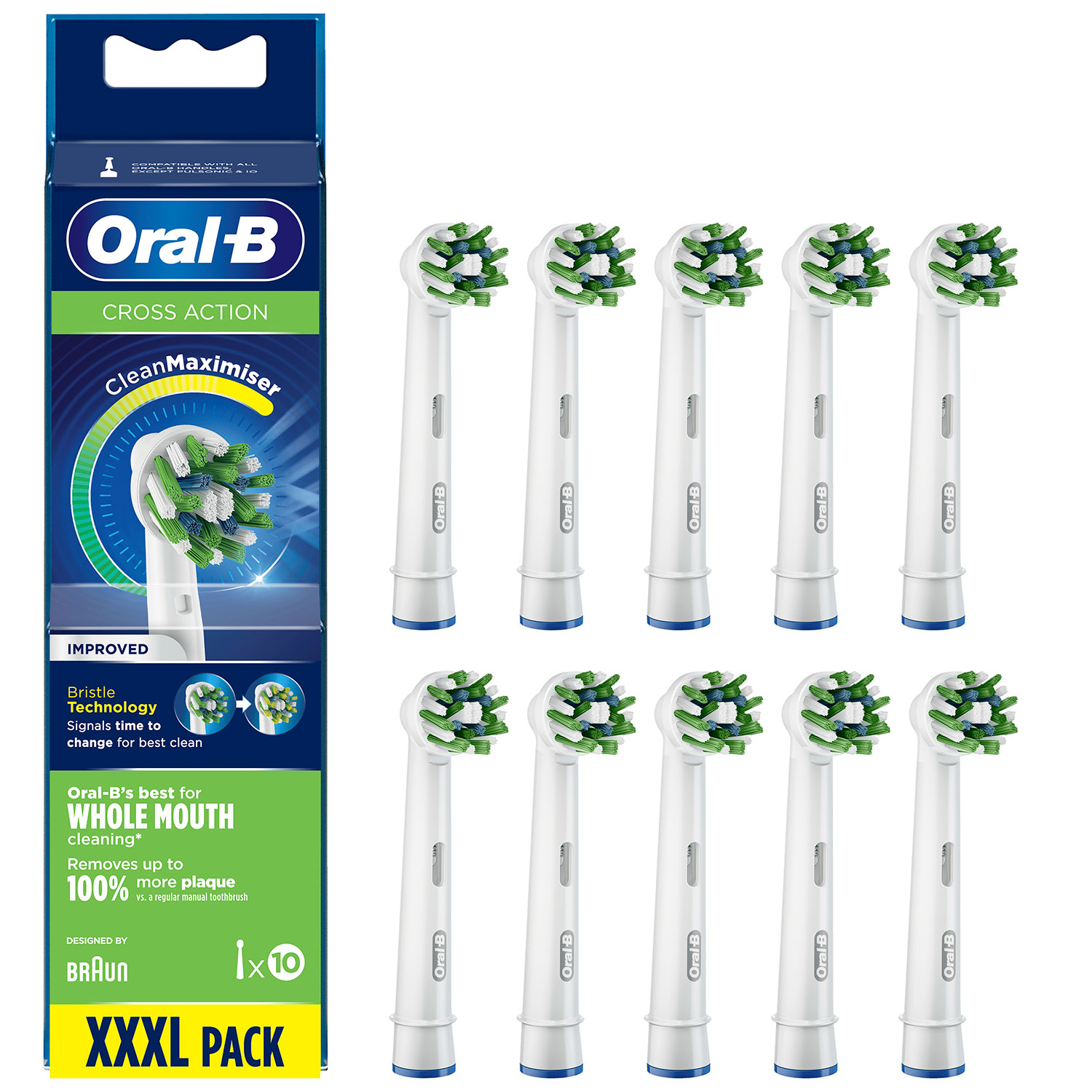 10 stk. Oral-B CleanMaximiser CrossAction Børstehoveder