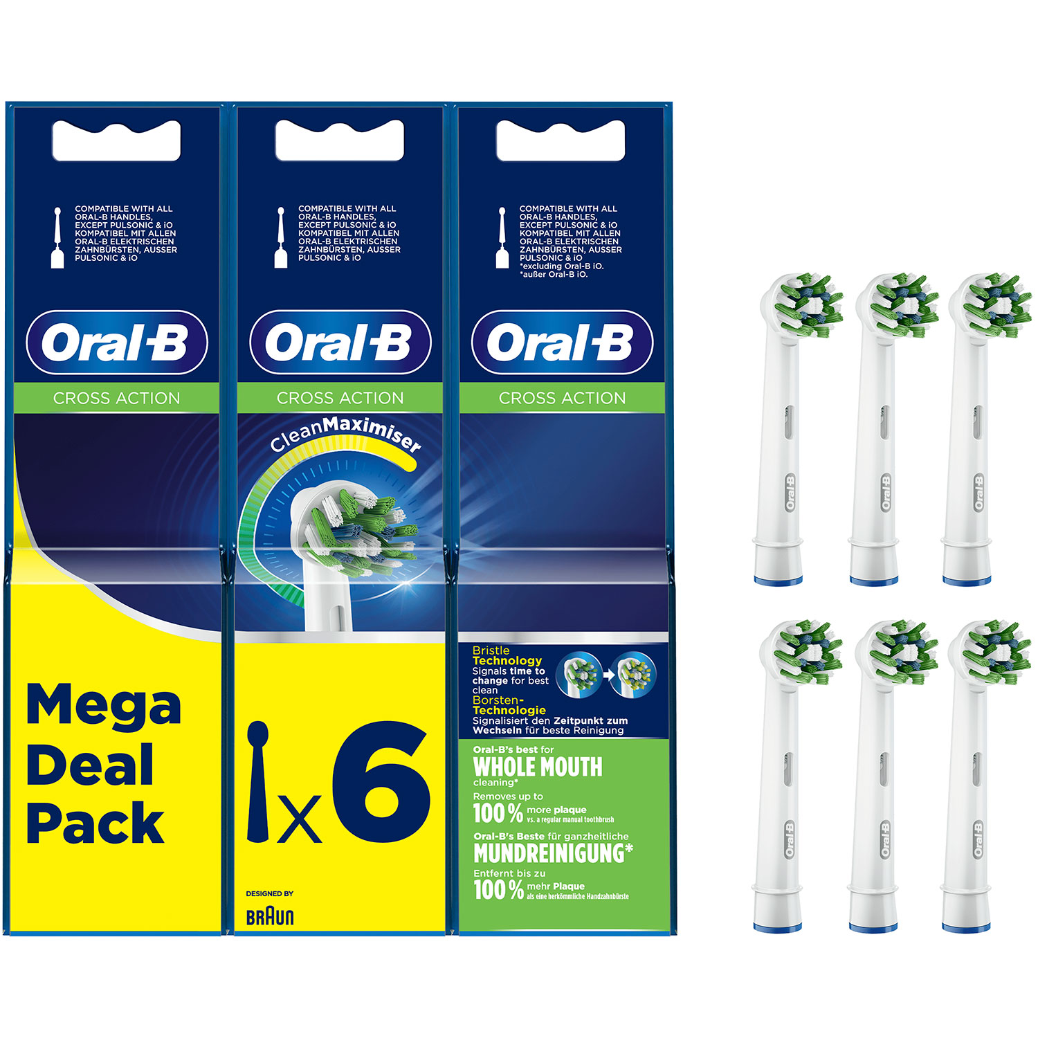 Oral-B CrossAction 6 stk. Børstehoveder CleanMaximiser