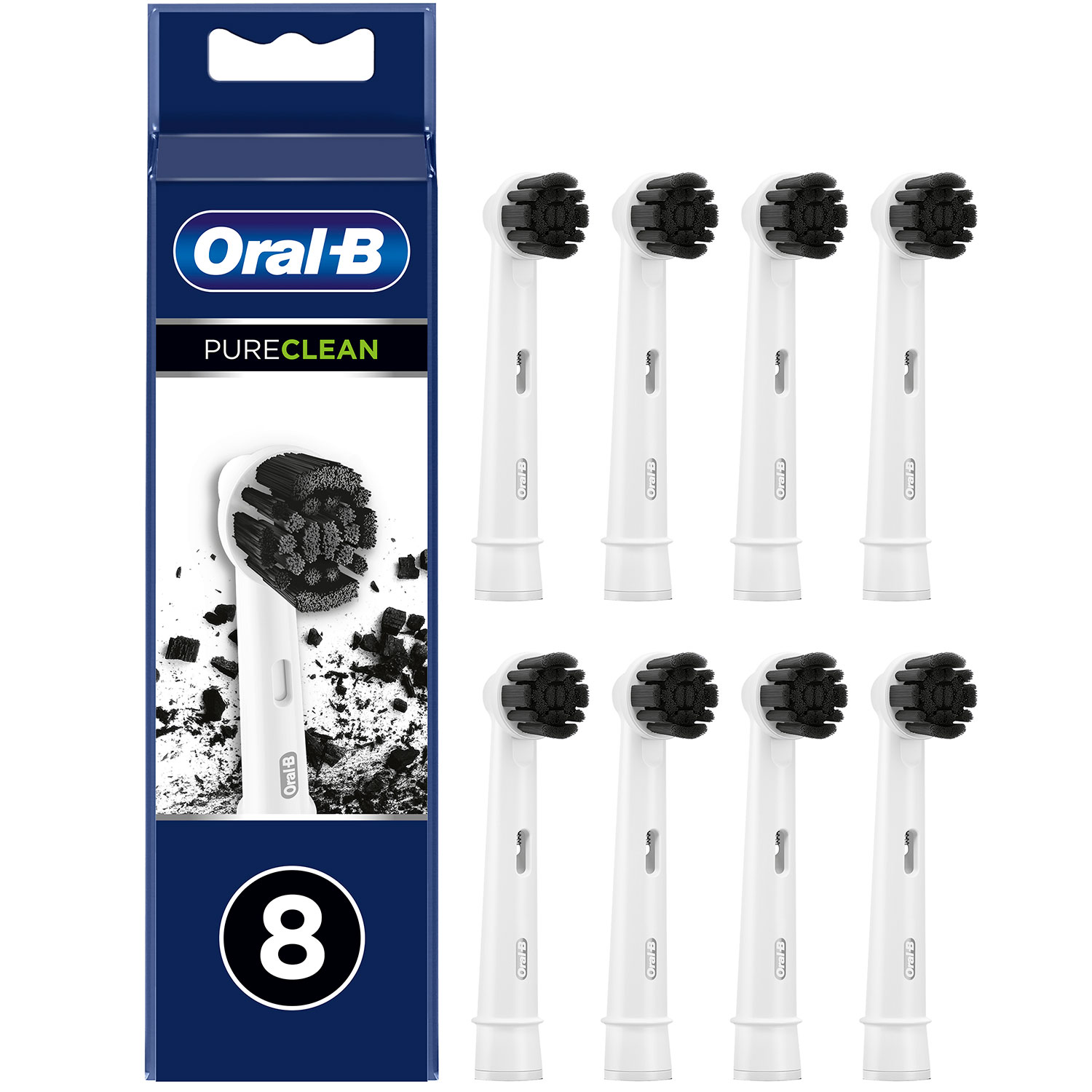 8 stk. Originale Oral-B Børstehoveder PureClean Charcoal