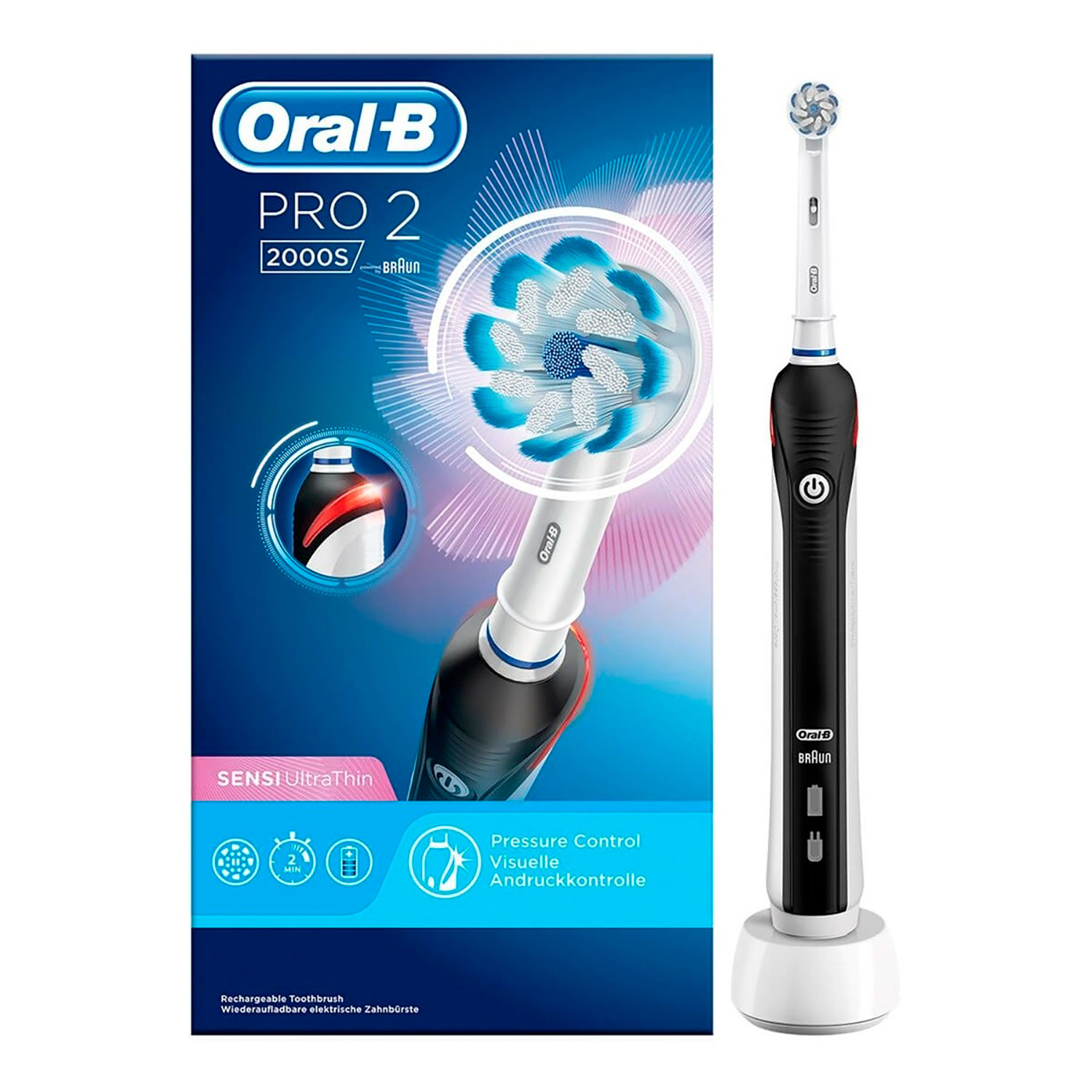 Oral-B Pro 2 2000 Sensitive Clean El-tandbørste BLACK