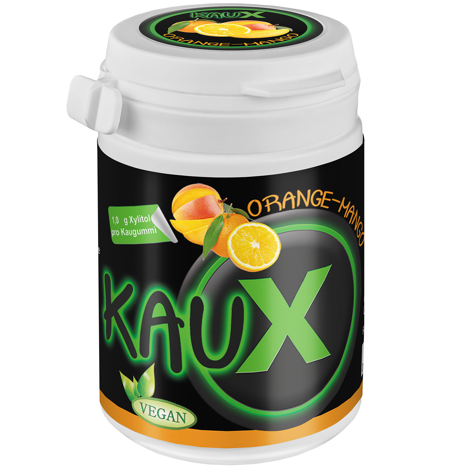 Natürlicher Xylitol-Kaugummi KAUX Orange - Mango 40 Stück 60 g