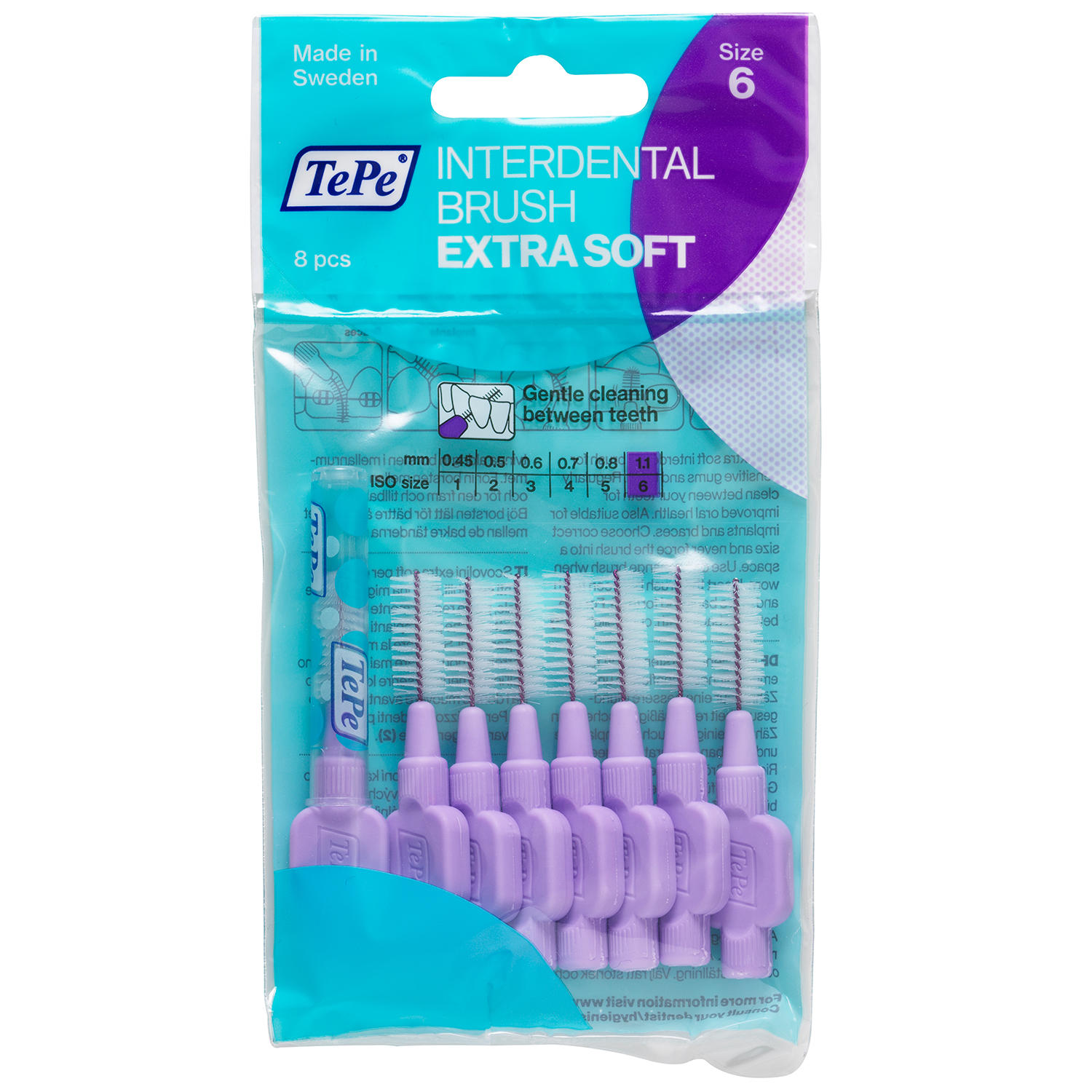 TePe Mellemrumsbørster Extra SOFT 1.10 mm ISO 6 LILLA 8 stk. - Tepe Extra Soft Mellemrumsbørster
