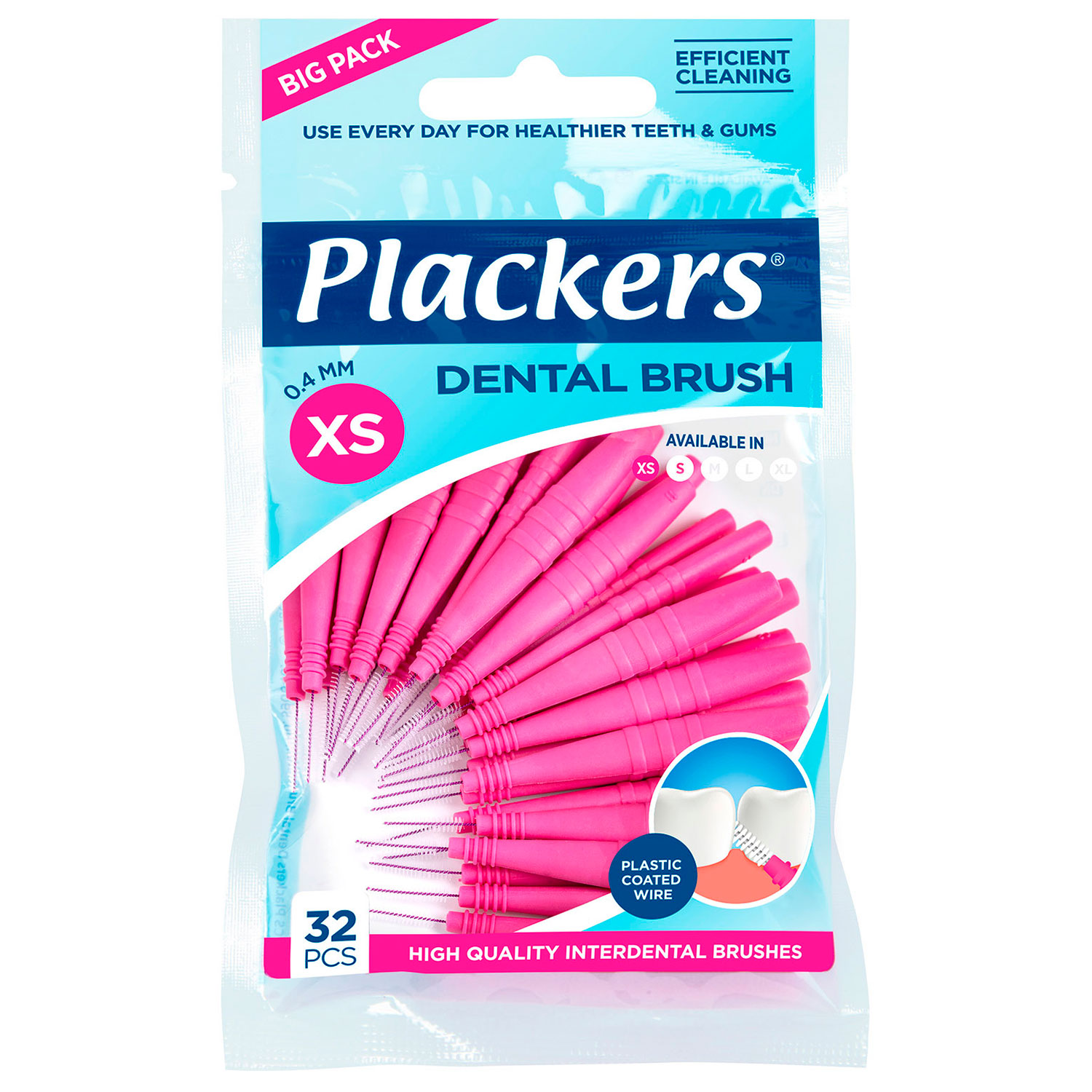 32 stk. Mellemrumsbørster Plackers Dental Brush 0.4 mm ISO 0 PINK