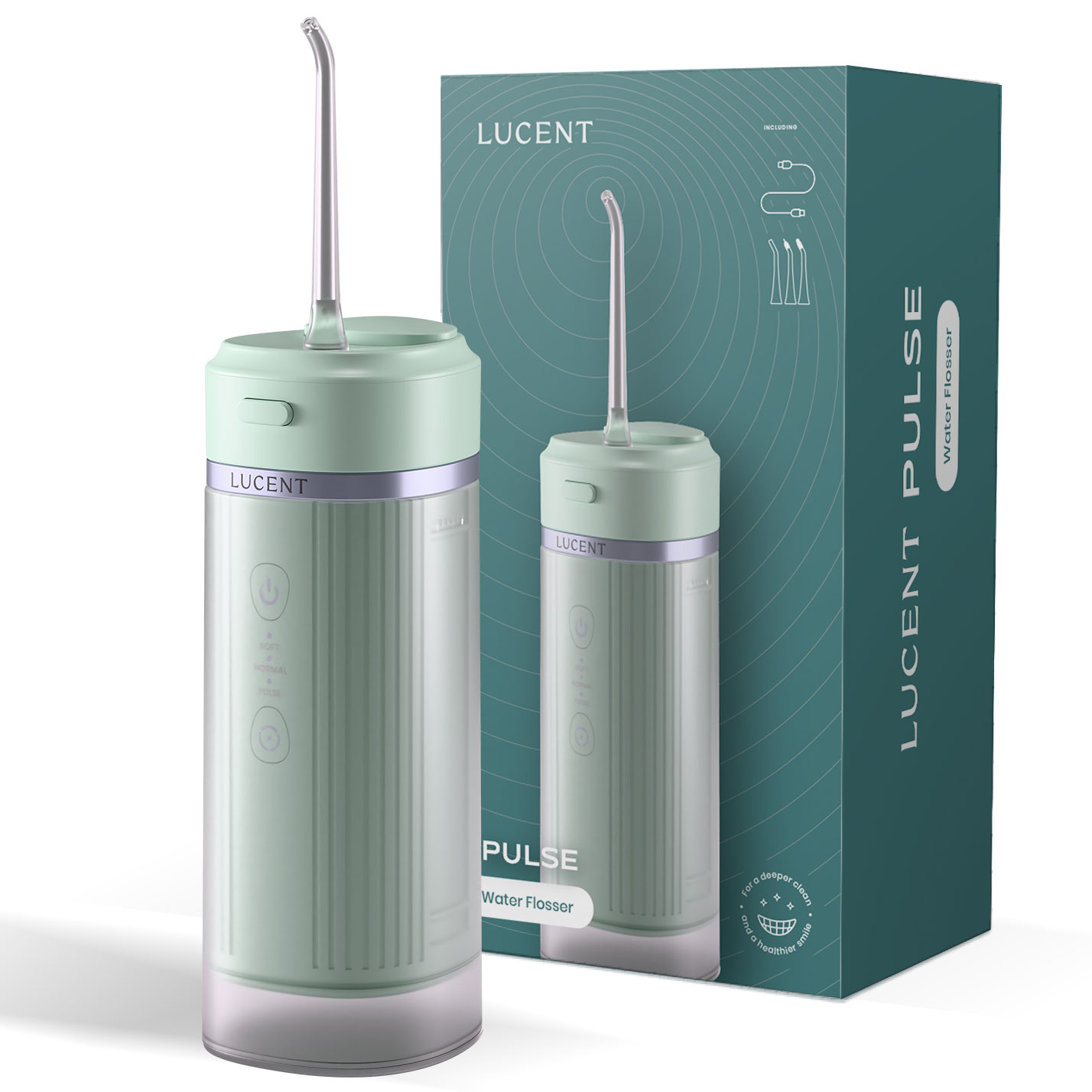 Lucent Pulse Water Flosser Kabellose Munddusche mit 3 Düsen und USB-C