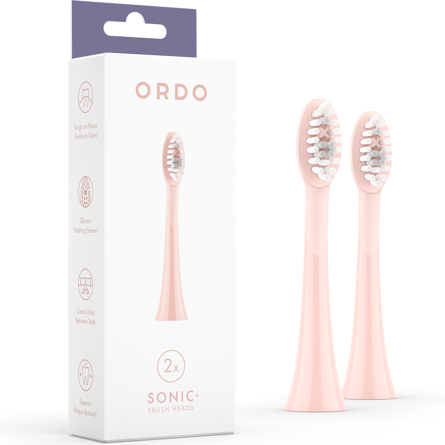 Bürstenköpfe für Ordo Sonic + Elektrische Zahnbürste 2 Stk. Rose Gold