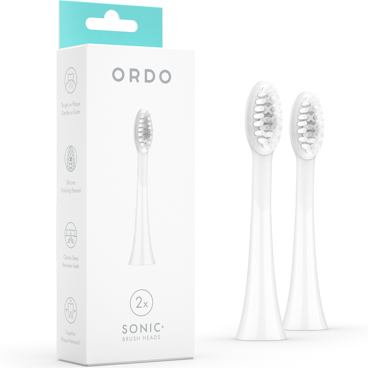 Bürstenköpfe für Ordo Sonic + Elektrische Zahnbürste 2 Stk. White / Silver