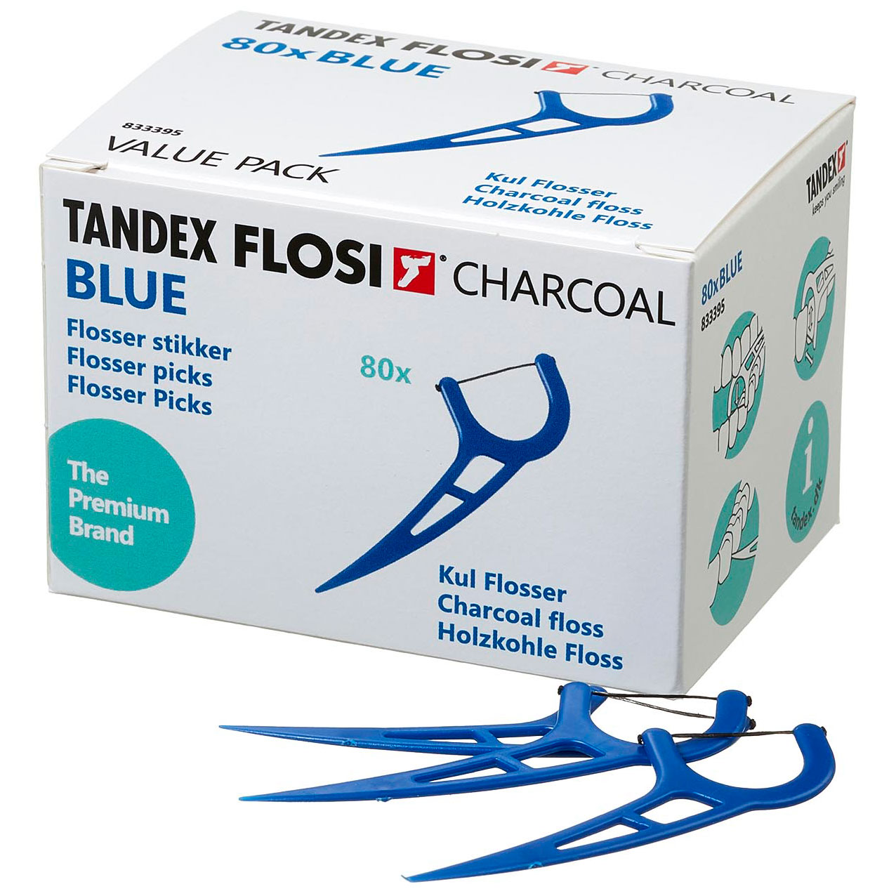 80 stk. Tandex Flosi Tandtrådsbøjler Charcoal BLUE - Flosser / Tandtråd bøjler - Tandtråd / Tandstikker / Flosser