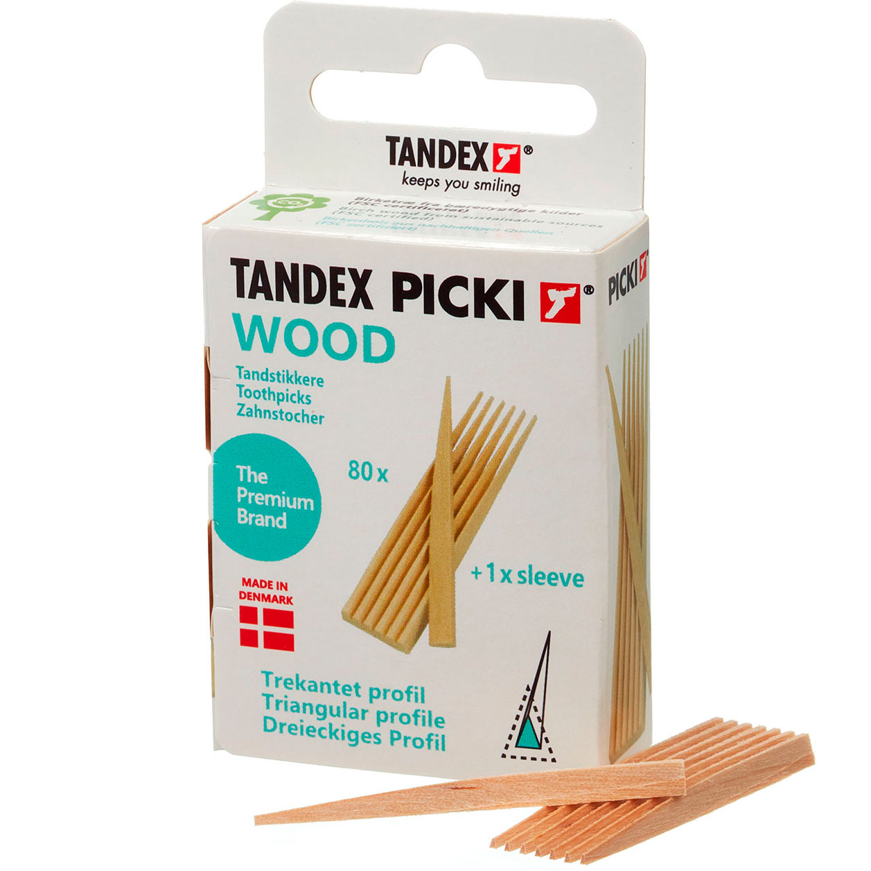 Tandex Picki Træ Tandstikker Trekantede 80 stk