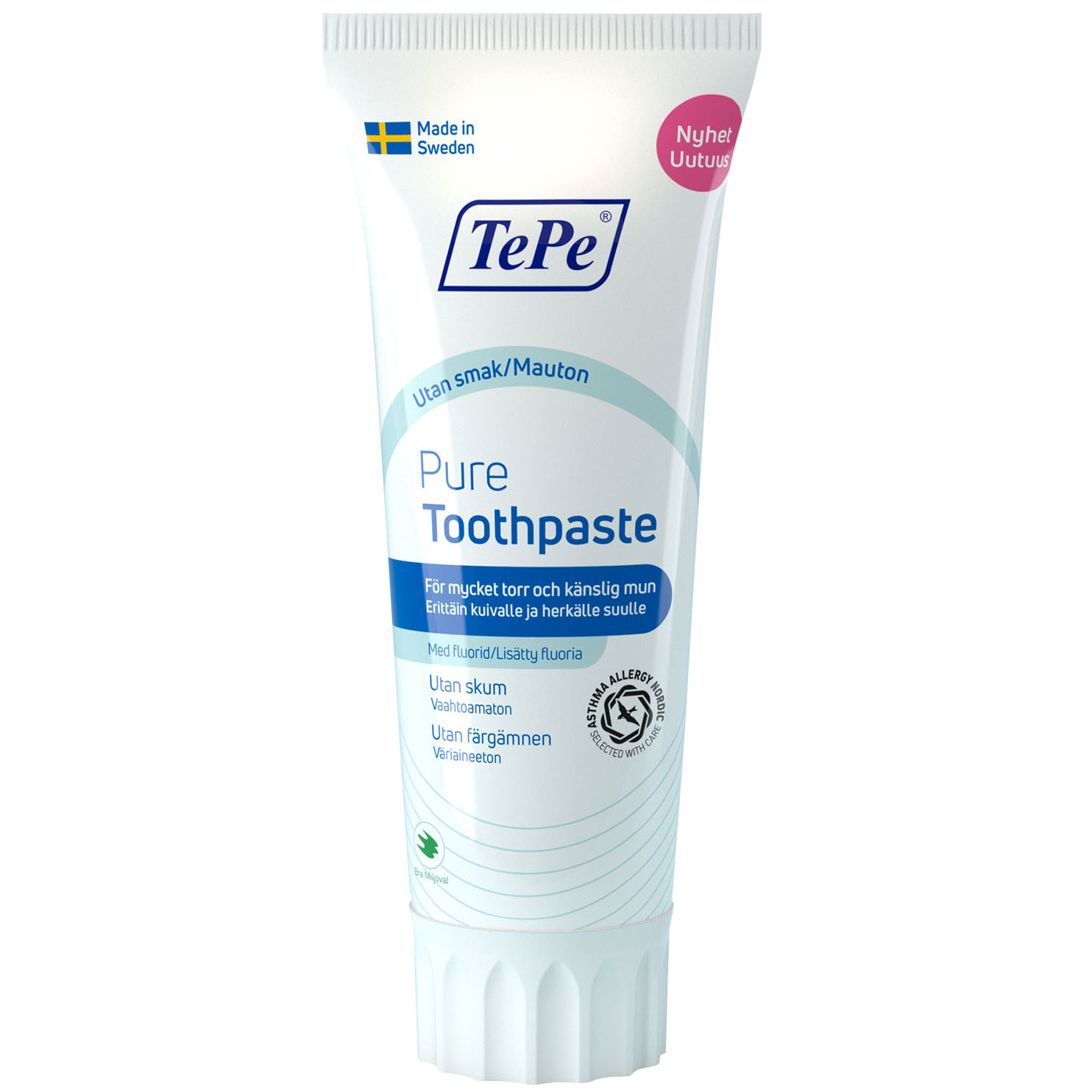 Zahnpasta ohne Geschmack gegen Mundtrockenheit Tepe Pure 75 ml.