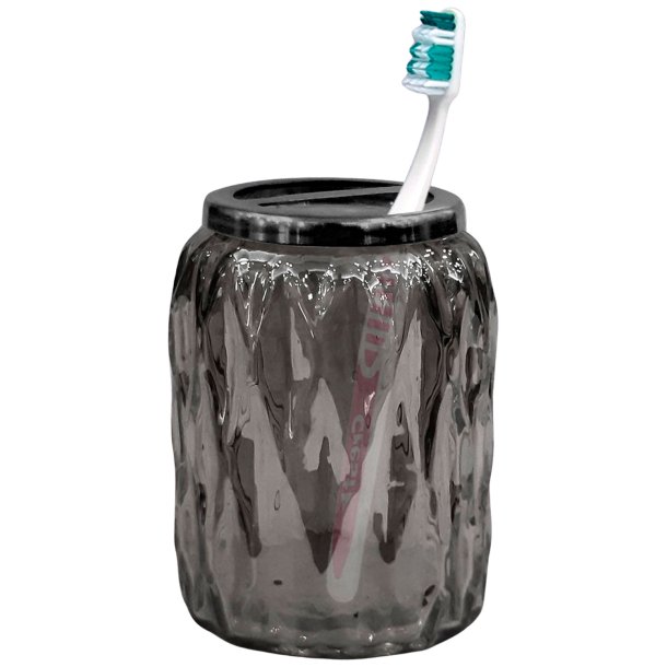 Tandbrsteholder NU Steel Sort Glas &amp; Nikkel