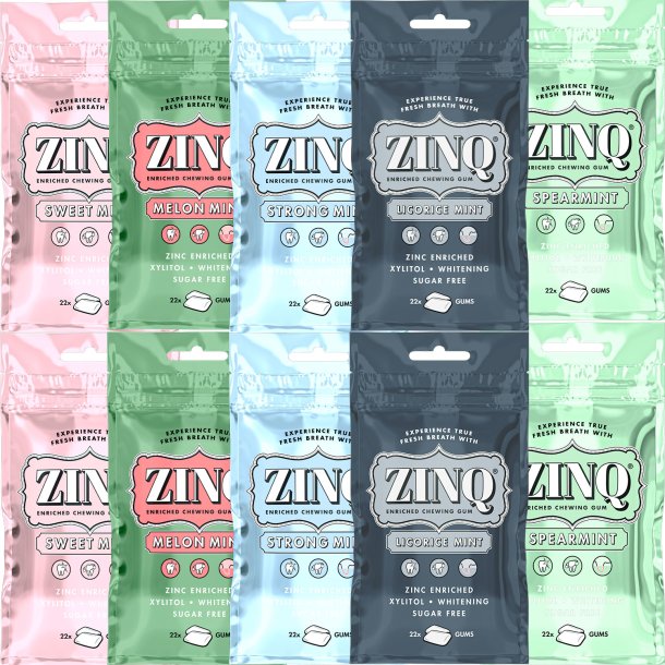 Mixpack ZINQ Xylitol Tuggummi mot dlig andedrkt 10 st. av 22 st.