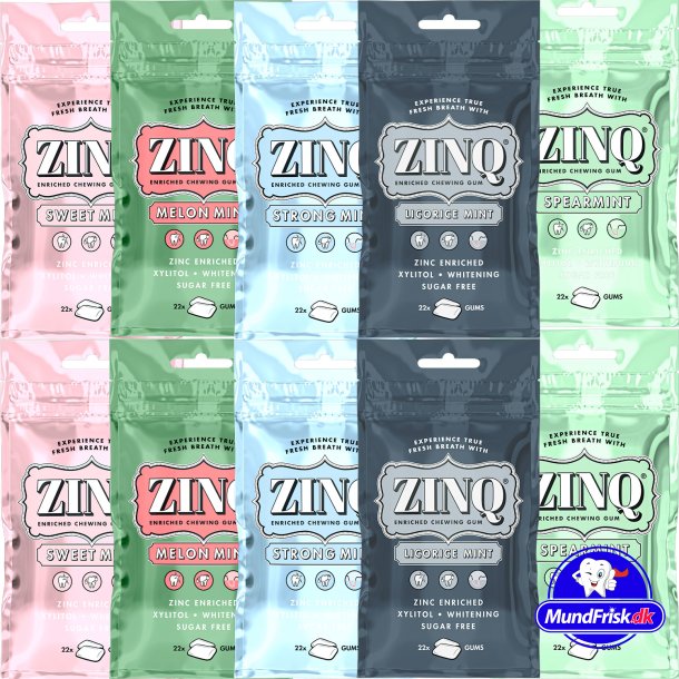 Mixpack ZINQ Xylitol Tuggummi mot dlig andedrkt 10 st. av 22 st.
