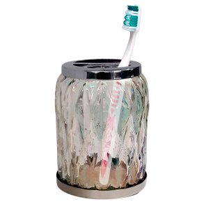 Tandbrsteholder NU Steel Klart glas med skinnende stl 