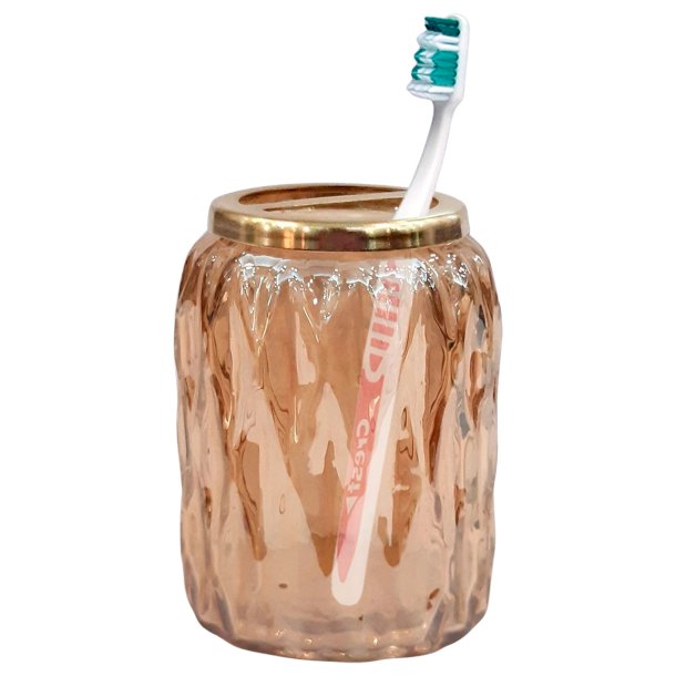 Tandbrsteholder NU Steel Amber Glas &amp; Guldfarvet Stl