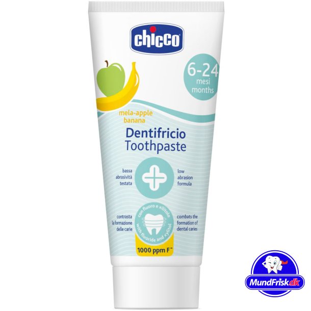 Barnetannkrem Xylitol CHICCO Apple og Banana 6-24 mneder 50 ml