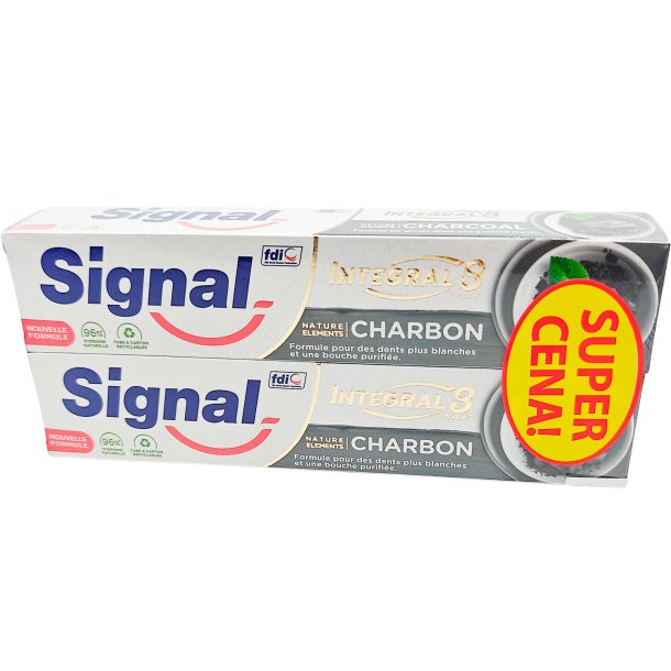 Whitening Tandpasta 2 x 75 ml. SIGNAL Integral 8 Actions Activated Charcoal