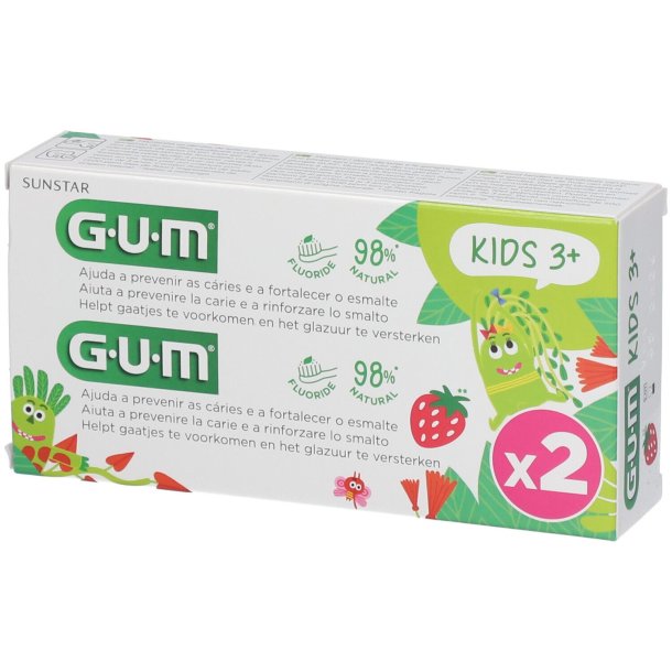 GUM Brnetandpasta 2 x 50 ml. Kids Strawberry 3+