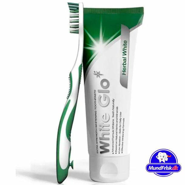 Tandblegning Tandpasta WHITE GLO Herbal White 100ml + Tandbrste