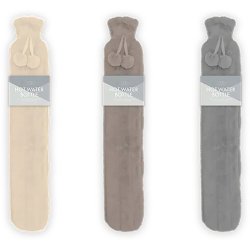 Varmedunk med Faux Fur og Pomponer Hot Water Bottle 1,7 L