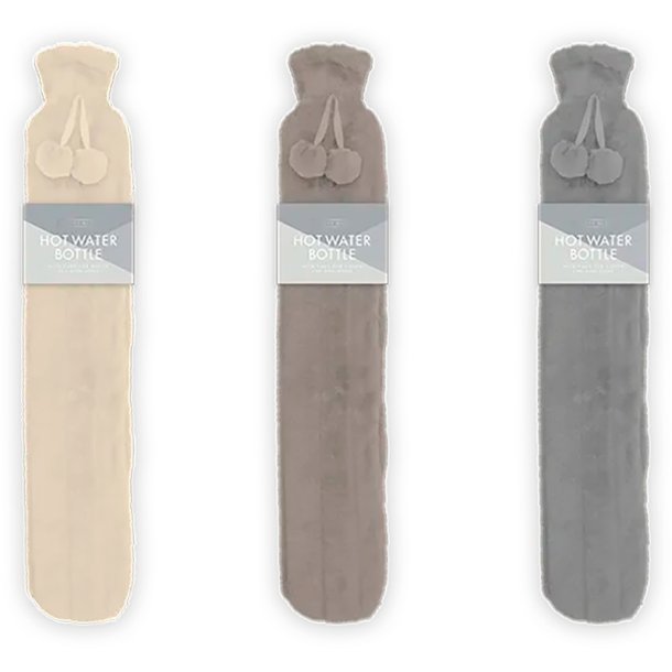 Varmedunk med Faux Fur og Pomponer Hot Water Bottle 1,7 L