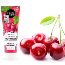 Naturlig Xylitol Tandkrm ORGANIC SHOP Cavity Protection Cherry &amp; Pomegrate 100g