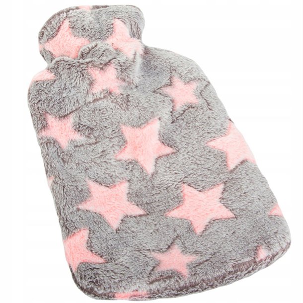 W�rmflasche Sternenmuster in Grau und Rosa - 2 ltr.