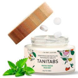 Natuurlijke Tandpastatabletten met Hydroxyapatit &amp; Xylitol TANITABS Fresh Mint Herbruikbare Pot 124 stuks