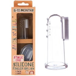 Jack N� Jill Stage One Silicone Fingertandb�rste (6�12 mois) � 2 pcs. + �tui