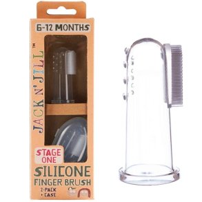 Jack N� Jill Stage One Silicone Fingertandb�rste (6�12 mois) � 2 pcs. + �tui