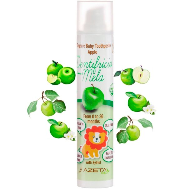 Ekologisk barntandkr�m AZETA BIO Apple � Xylitol tandkr�m f�r bebisar (0�36 m�nader) 50 ml