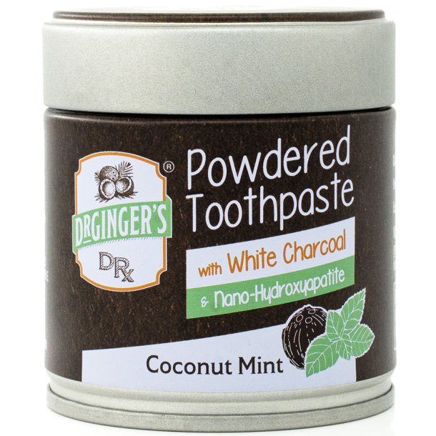 Dr. Ginger's Powdered White Charcoal &amp; Hydroxyapatite Coconut Mint � Tandpoeder met wit actieve kool (36g)