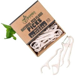 Bamboo Earth Natural Eco Floss Picks � tandtr�dsb�jler med mint (50 stk.)