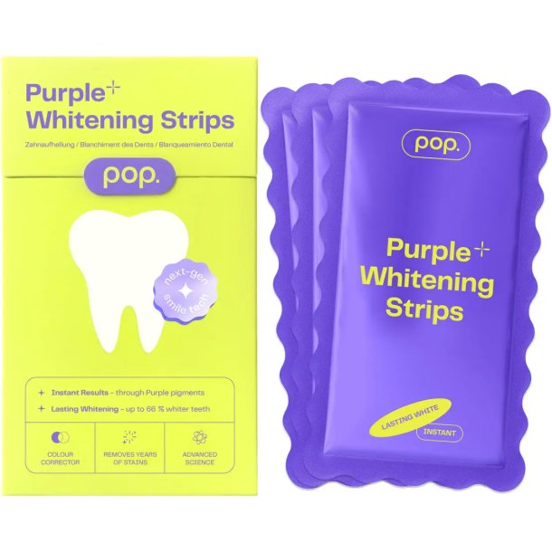 POP Purple Whitening Strips med PAP &amp; Hydroxyapatit – 7 behandlinger