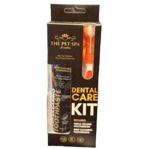 The Pet Spa London Dental Care Kit f�r hundar – Tandkr�m, 3-sidig tandborste & 2 fingertandborstar
