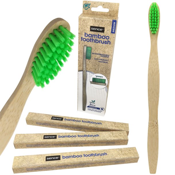 3 bitar. Bambu tandborstar SENCE Medium