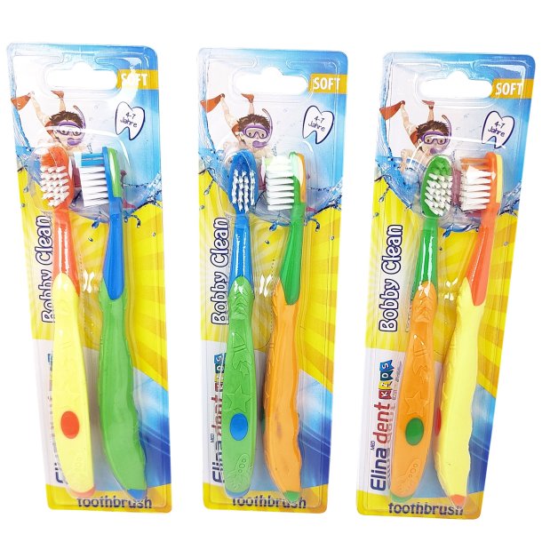 Barntandborstar 2-pk. fr mjlktnder Elina Bobby Clean