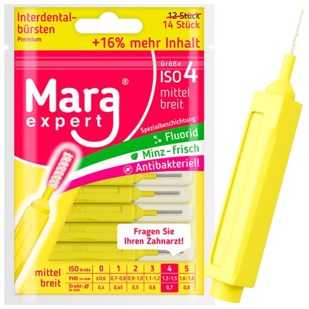 Gapborstar 14 st. Mara Expert Premium 0,70 mm ISO 4 GUL