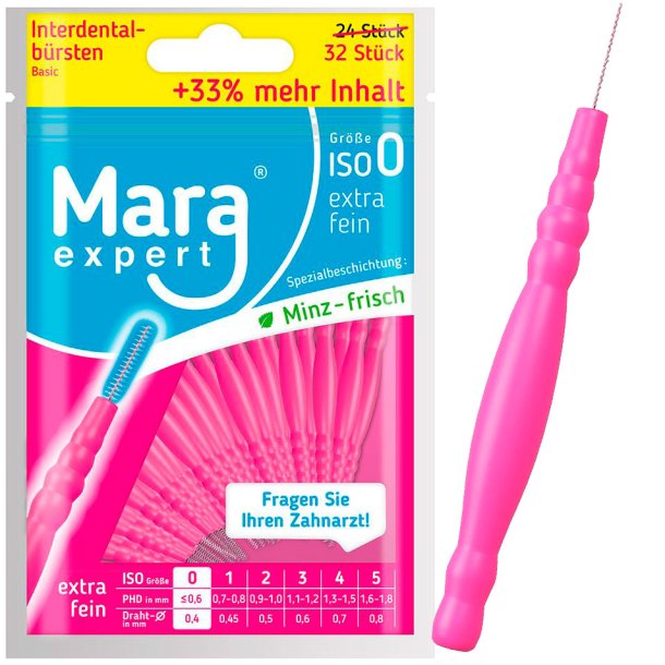 32 st. Gapborstar Mara Expert Basic 0,40 mm ISO 0 ROSA