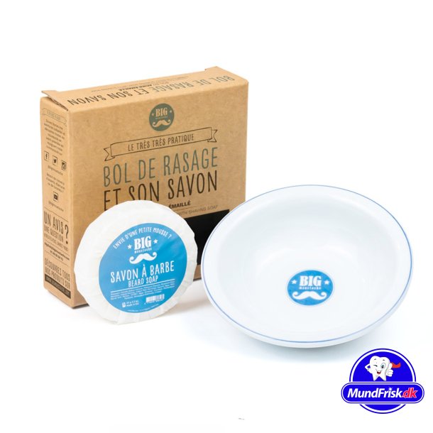 Rasierschale + nat&uuml;rliche Rasierseife Big Moustache Emaille-Schale