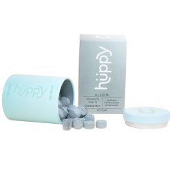 Naturlig Hydroxyapatit tandkrm Tabletter HUPPY Xylitol Charcoal Burk 62 st.