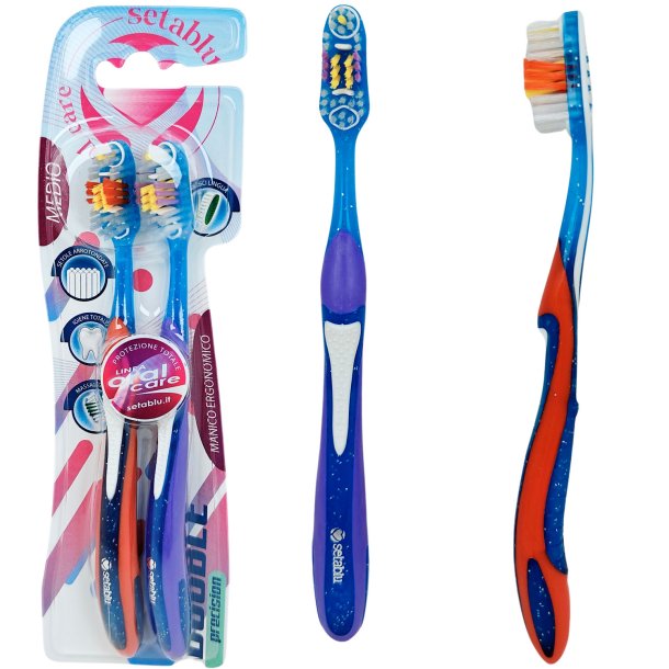 Tandborstar 2 st. Setablu Double Precision Medium