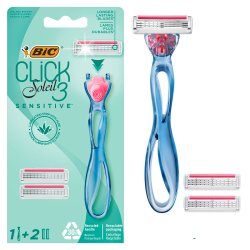 BIC 3 Click Soleil Sensitive barberhvel + 2 barberblader