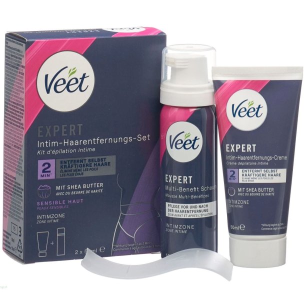 Veet Expert Intimate Hair Removal Set Haarentfernungscreme + Multi- Benefit -Schaum