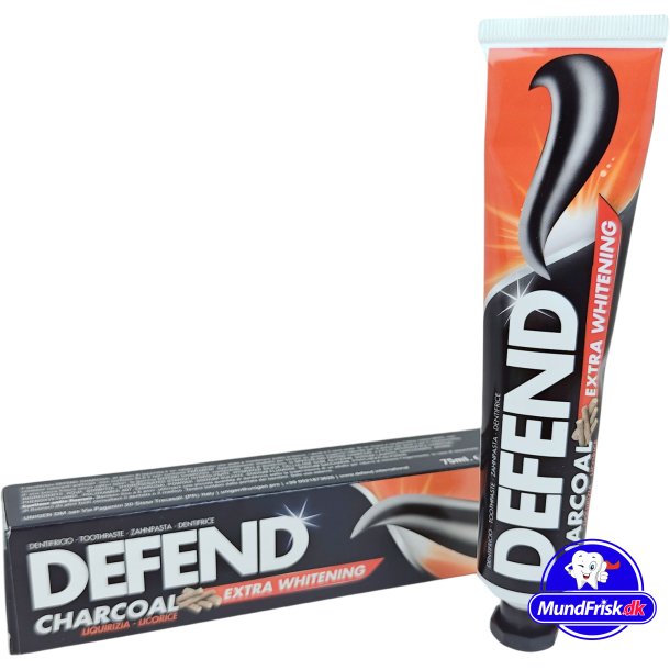 Holzkohle-Zahnpasta DEFEND Extra Whitening Licorice 75 ml.
