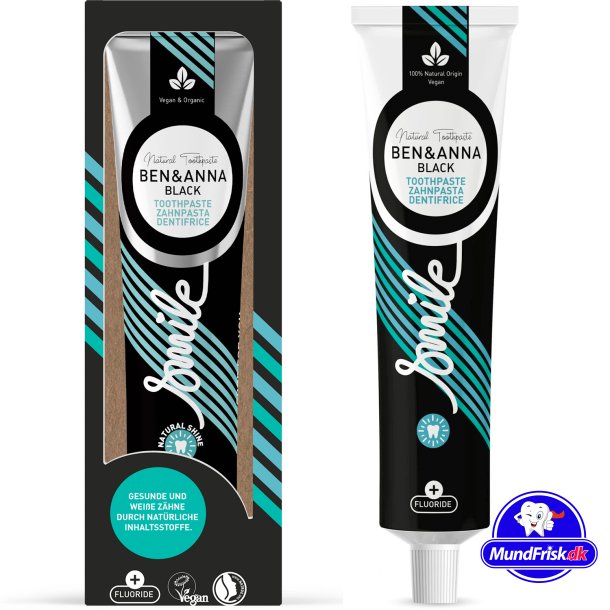Natürliche Whitening Zahnpasta BEN & ANNA Black Charcoal Fluorine 75 ml.