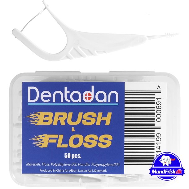Dentadan Brush &amp; Floss Flosser Tandtrd + Borste fr luckor 50 st.
