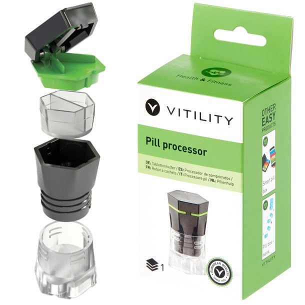 Vitility Pill Processor Pill Box med 5 funktioner