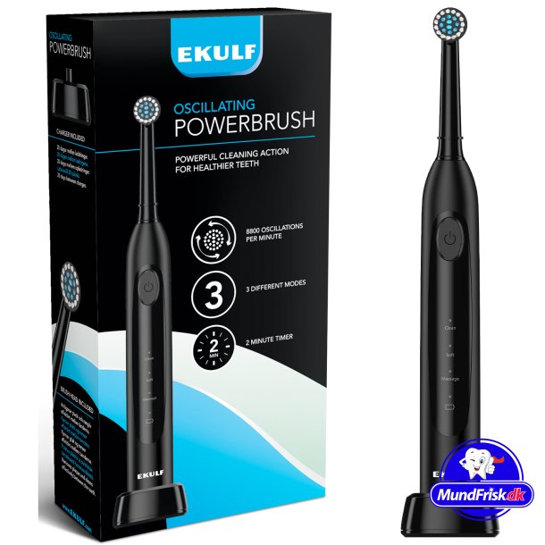 Ekulf PowerBrush Oscillating elektrisk tannbrste Black