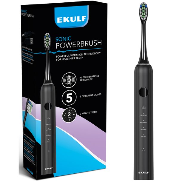 Ekulf PowerBrush SONIC eltandborste Black
